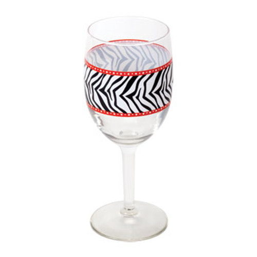 2-piece Zebra Print Wine Glasses, 10 oz.