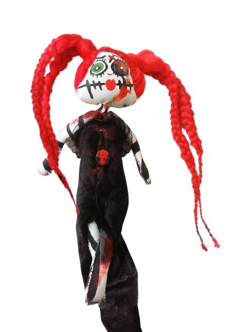 Red Head Zombie: Hand-Painted Horror Rag Doll