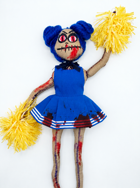 18 Inch Handmade Gothic Cheerleader Zombie Doll  Creepy doll