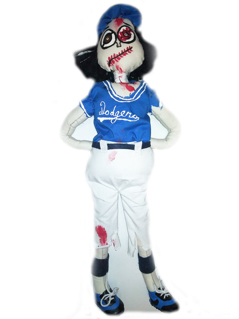 "LA Dodgers Zombie Doll - Handmade Gothic Baseball Art, Spooky Voodoo Puppet Oddity"
