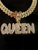 18 Inch Iced Out Cuban Link Chain Hip Hop Crystal Rhinestone Necklace  With Queen Pendant