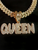18 Inch Iced Out Cuban Link Chain Hip Hop Crystal Rhinestone Fashion Necklace  With Queen Pendant