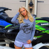 Jettribe Distressed Hooded Longsleeve Tee or Grey or Unisex Design or Jet Ski Riding Apparel