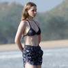 Ladies Floral Shorts-Grey/Black