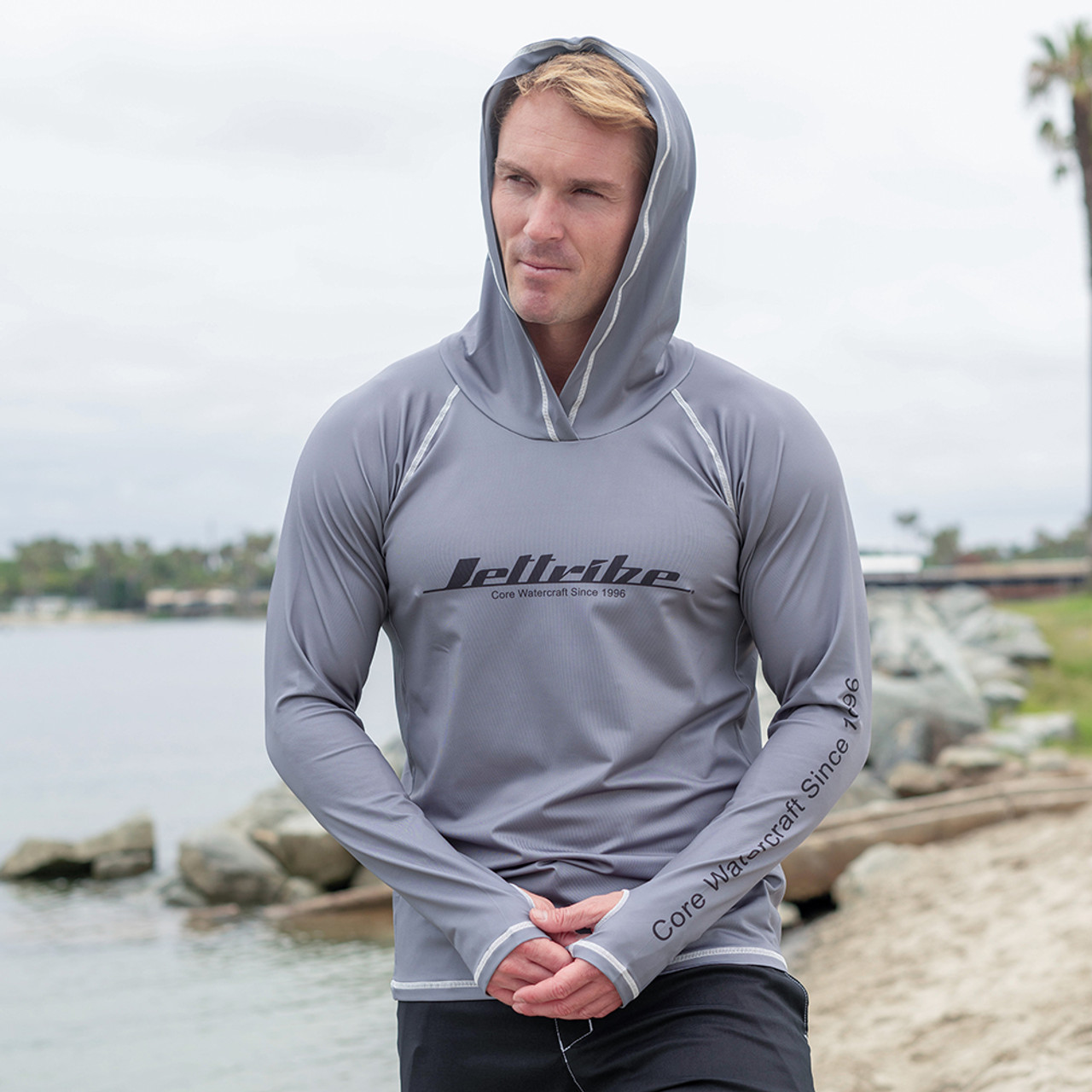 【PLANETSURF】 Loose fit rash guard UWT026WPS /追跡付 Hooded Loose Rashguard | Grey | UV Protection Swim Shirt