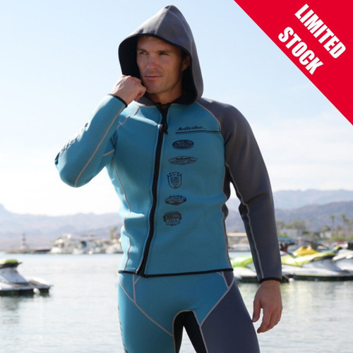 Jettribe Team Rider Hybrid Wetsuit Jacket | Blue / Grey | Hooded Jacket Only 