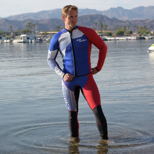 Jettribe Hyper Blue/Red Wetsuit or 2 Piece Set or John and Jacket
