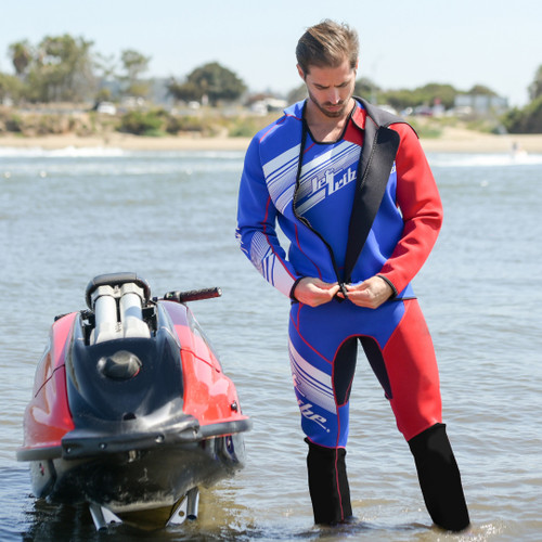 Jettribe Pivot Blue / Red Wetsuit or 2 Piece Set or John and Jacket