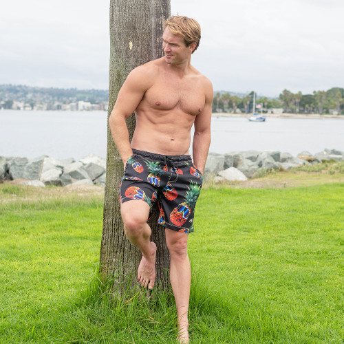 Pineapple Men's Boardshorts-Black (S-2XL)