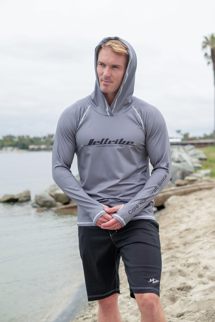 ウェア 90's Jantzen Pro-tour Swim Team T-shirt Hooded Loose Rashguard | Grey | UV Protection Swim Shirt - Jettribe
