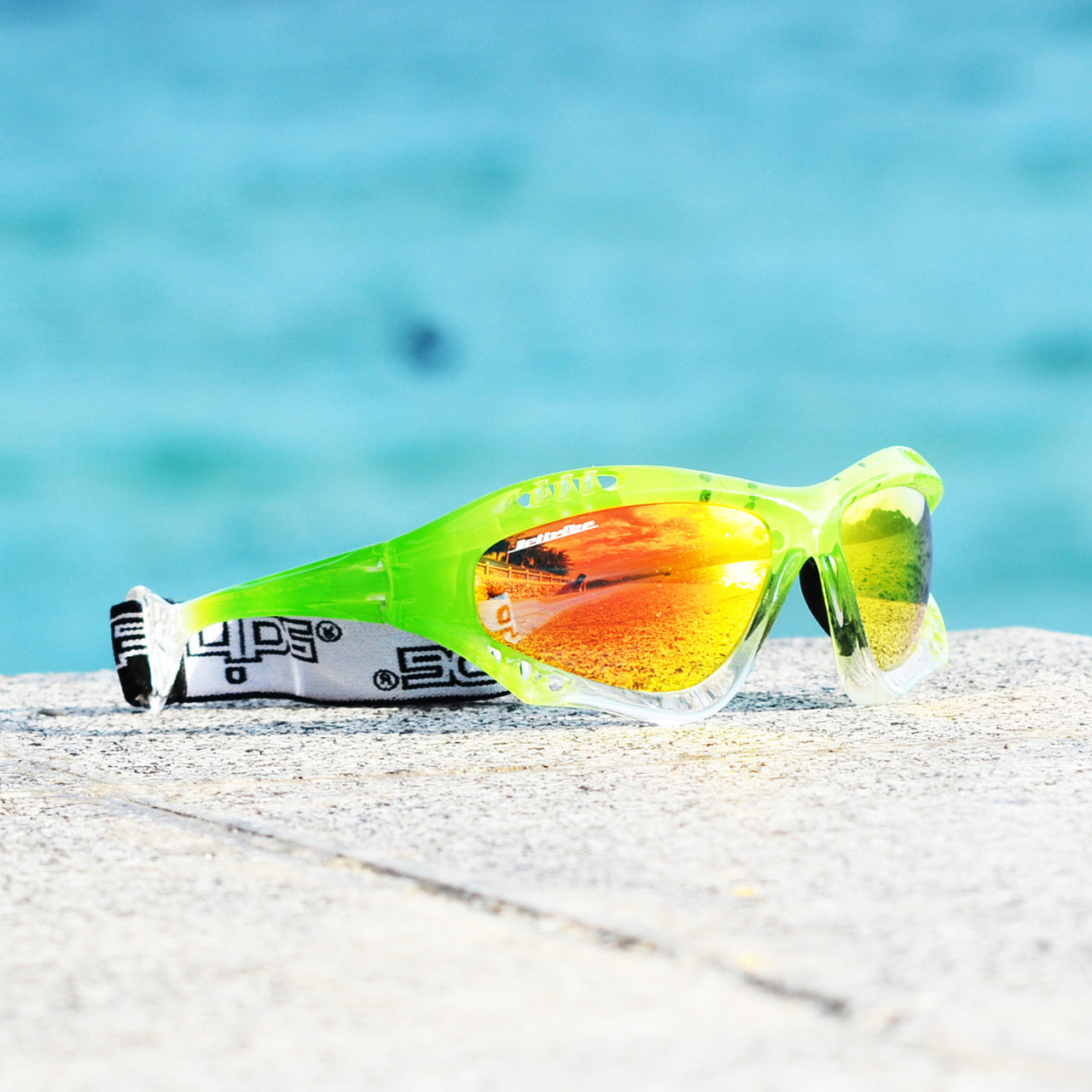 Pro Goggles Green Fade Frame/Revo Lens including Case PWC Jetski Racer