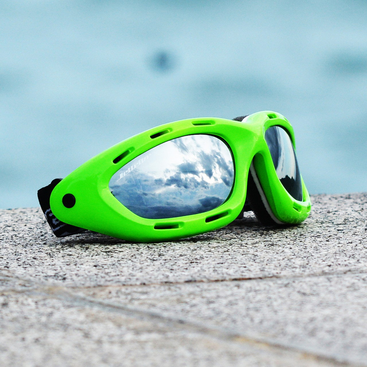 Classic Green Neon Frame/Smoke Lens Goggles PWC Jetski Rider