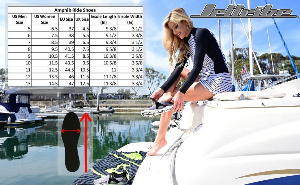 Amphib Ride Shoes | Rubber Sole Neoprene Water Shoes | PWC Jet Ski  Accessories