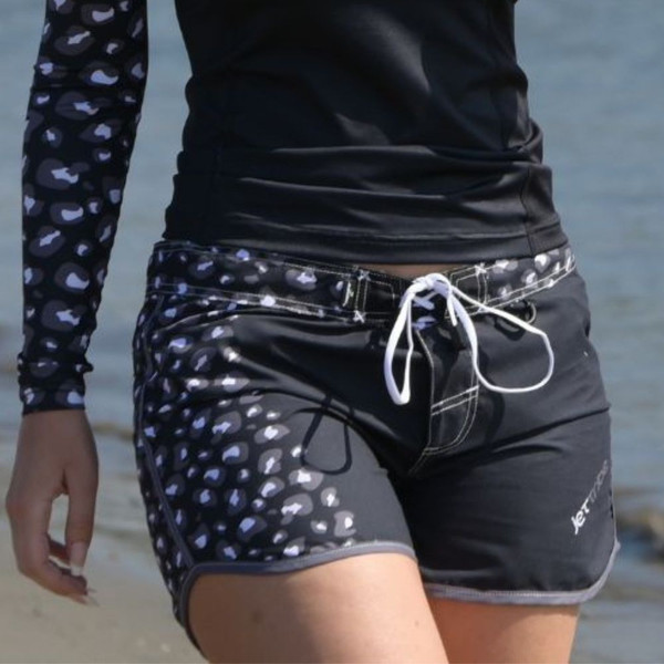 Leopard Ladies Shorts | Black | PWC Jetski Ride & Race Apparel