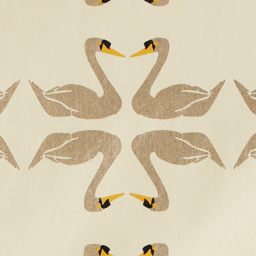 Gift Wrap - Swans - Cream
