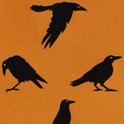 Gift Wrap - Crows - Orange