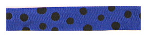 Polka Dots on Rayon Trimming Ribbon - Black Polka Dots on Marine