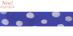 Polka Dots on Rayon Trimming - Silver Polka Dots on Marine