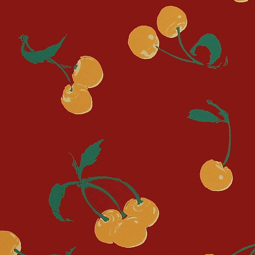 Gift Wrap - Cherries - Yellow on Red - 2 sheet (6 rolls per min) Retail Rolls