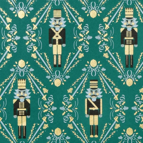 Gift Wrap - Nutcracker - Green/Metallic White/Metallic Black/Metallic Gold