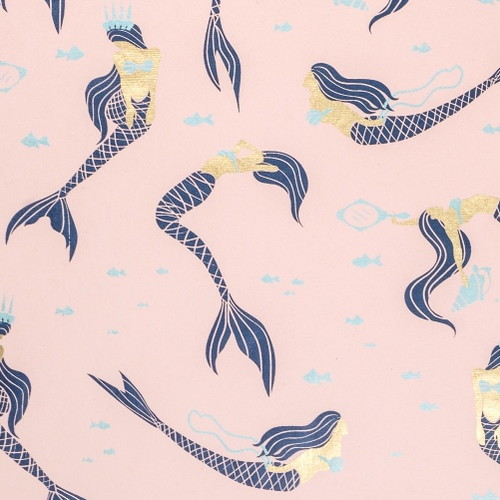 Mermaid– Light Pink/Navy, Gold and Blue Metallic