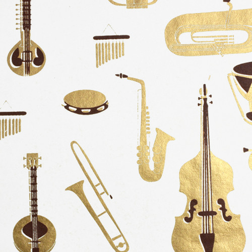 Instruments - Cream/Metallic Gold and Brown Gift Wrap
