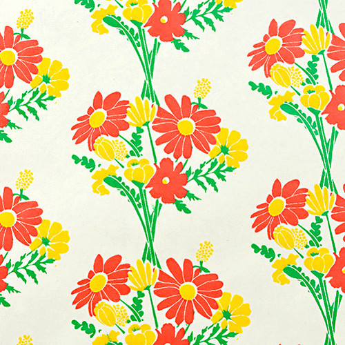 Gift Wrap - Bouquet - Cream/Metallic Green, Yellow and Red