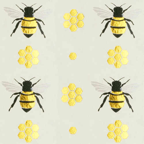 Gift Wrap - Honey Bee - Cream/Metallic Black/Gold Foil