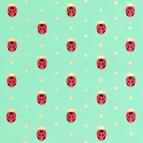 Gift Wrap - Ladybugs - Mint Green/Red