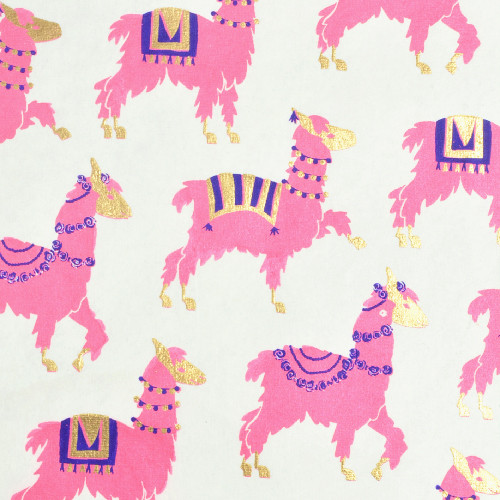 Gift Wrap - Llamas - Cream/Pink