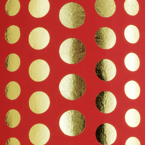 Gift Wrap - Polka Dots - Red/Gold Foil