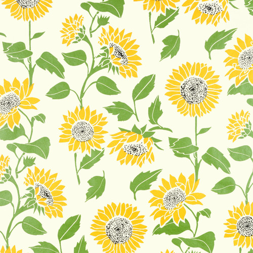 Gift Wrap - Sunflower - Cream/Black/Yellow and Green