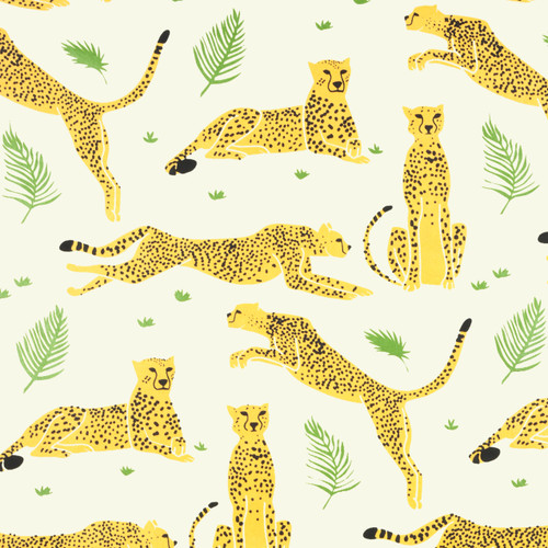 Cheetah Cream/Gold/Black/Green Metallic Gift Wrap 