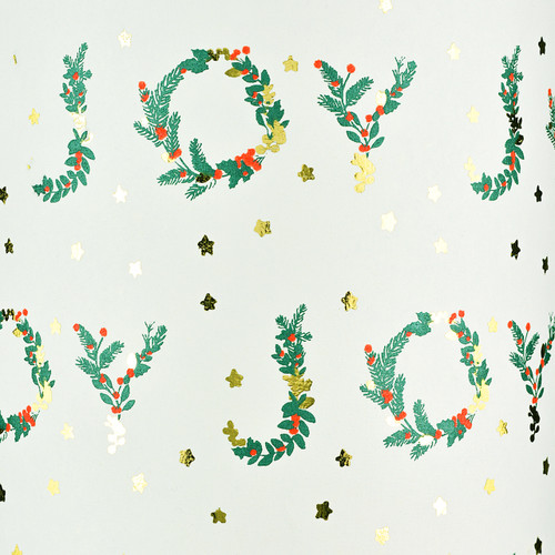 Joy Cream Green/Red/Gold Foil Gift Wrap