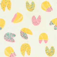 Fortune Cookie Cream Yellow/Pink and Green Glitter Gift Wrap