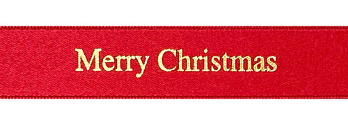 Metallic Gold Ink Merry Christmas - Tidings on Original Double Faced Satin