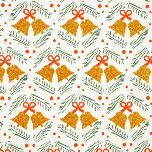 Holiday Bells Cream/Red/Green/Gold Glitter