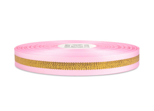 Glistening Grosgrain - Pink/Gold Glitter