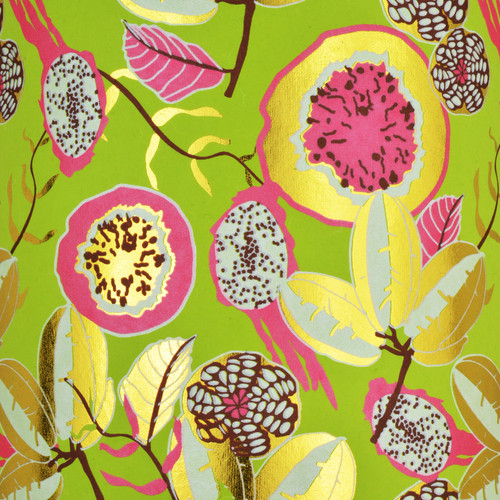 Exotic Fruits Green/Pink/White/Brown/Gold Foil 