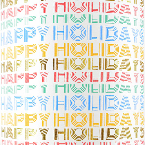 Retro Happy Holidays - Cream/Blue/Yellow/Red/Green and Gold  Foil 