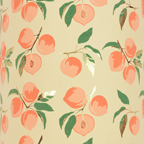 Peaches Peach/Salmon/Green/Gold Foil Gift Wrap