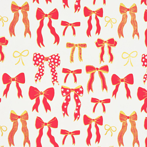 Bows Cream/Red/Gold Metallic Gift Wrap