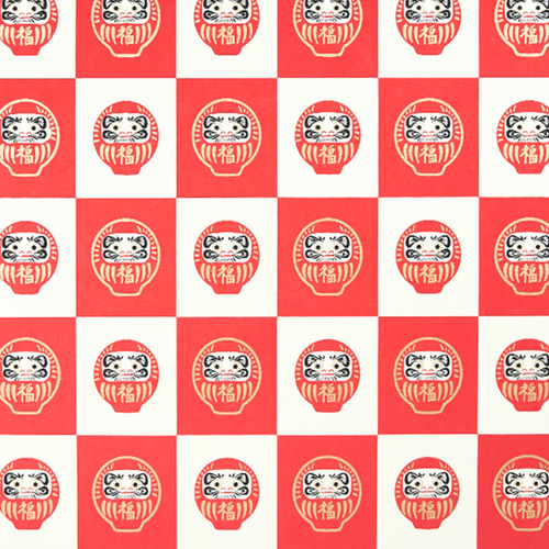 Daruma Cream Red/Black/Gold Metallic Gift Wrap