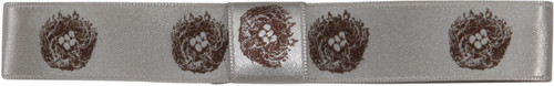 Icons on Original Double Faced Satin - Nest - Brown ink on Oyster