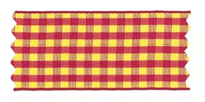 Checked Taffeta Ribbon - Berry/Yellow