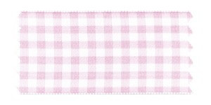 Checked Taffeta Ribbon - White/Pink