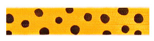 Polka Dots on Rayon Trimming - Black Polka Dots on Marigold