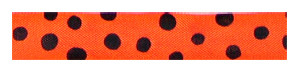 Polka Dots on Rayon Trimming - Black Polka Dots on Persimmon