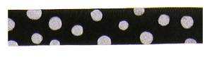 Polka Dots on Rayon Trimming - White Polka Dots on Black