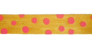 Polka Dots on Rayon Trimming - Pink Polka Dots on Marigold